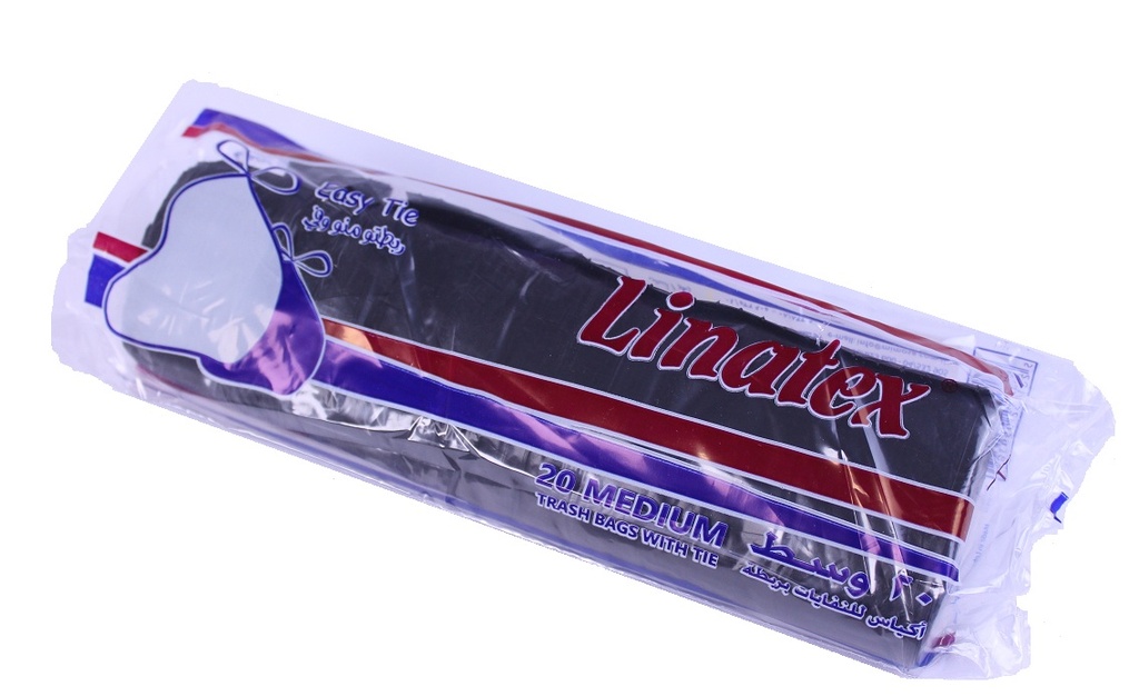  Linatex trash bags easy tie medium 12 bags أكياس للنفايات بربطة وسط 