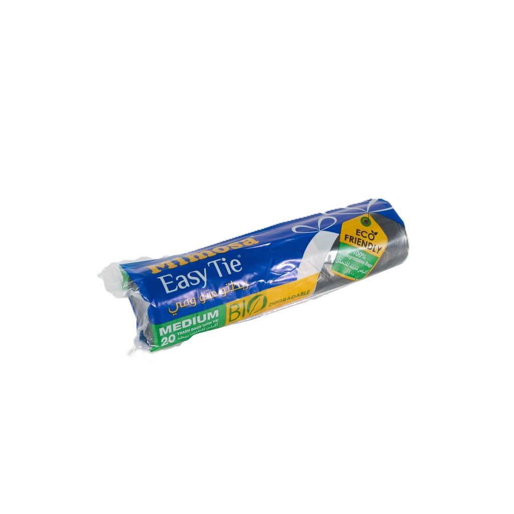 Mimosa Trash Bags Easy Tie Bio Medium 20 Bags - أكياس للنفايات بربطة وسط 