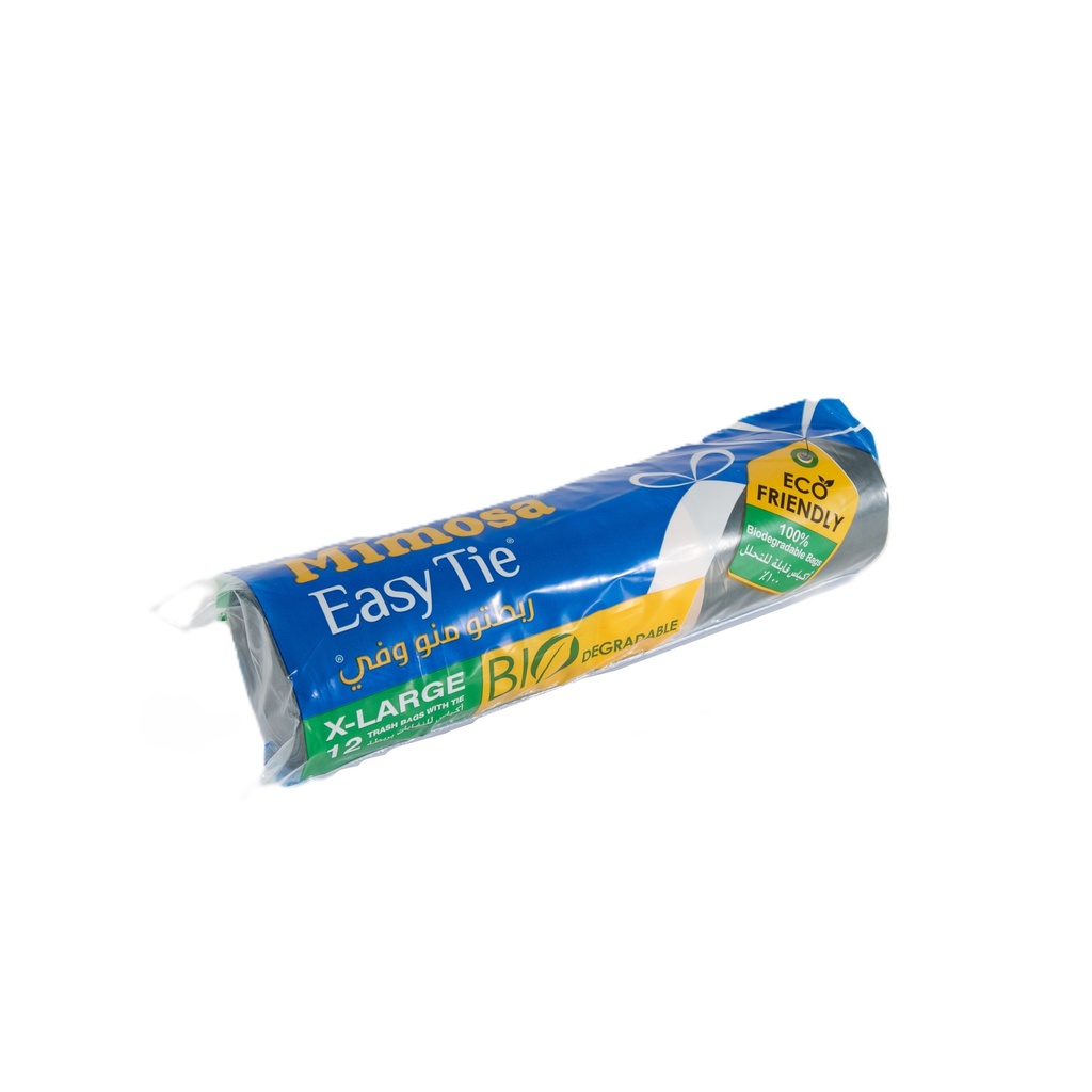 Mimosa trash bags easy tie bio xl 1*12bags أكياس للنفايات مع ربطة كبير جداً 