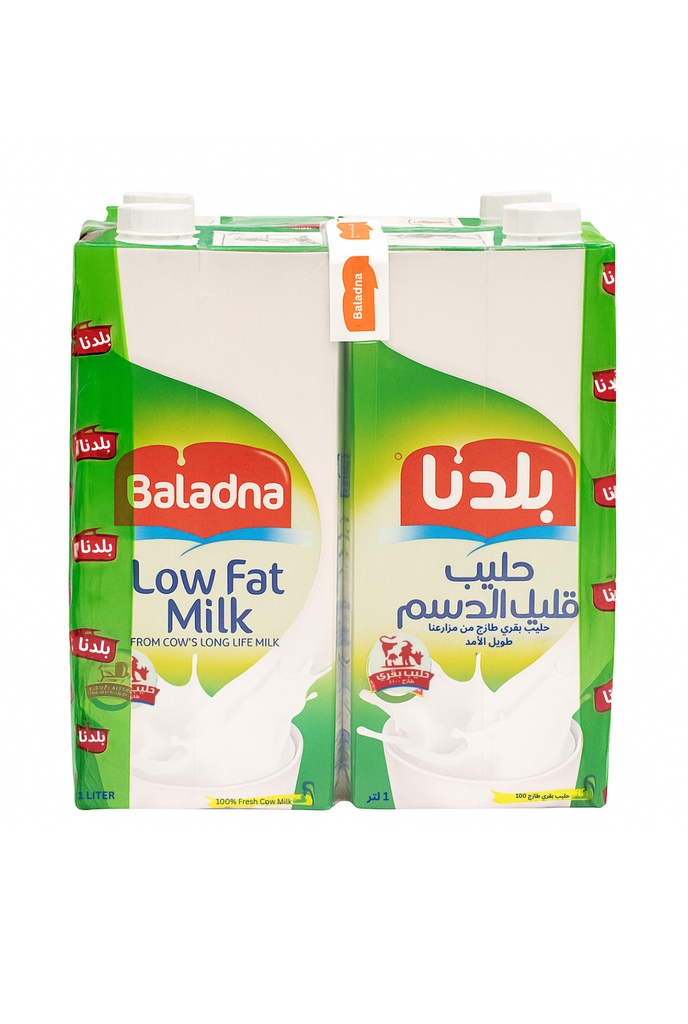 Baladna Low Fat Milk 1L (pack 4) - حليب قليل الدسم