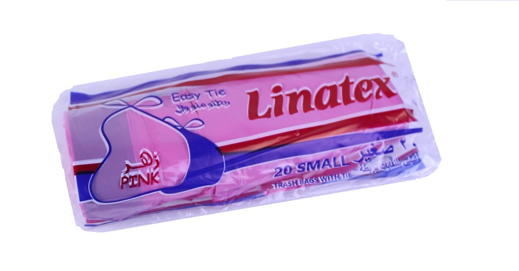 Linatex trash bags easy tie small pink 1*20 bags أكياس للنفايات بربطة زهر صغير 