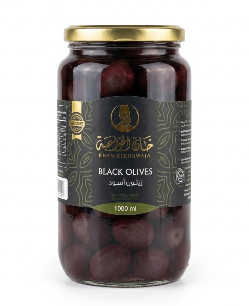 Khan Al Khawaja Black Olives 1000ml - زيتون اسود 