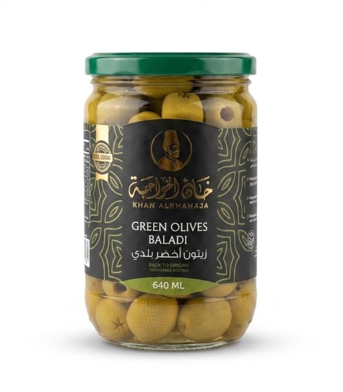 Khan Al Khawaja Green olives 640ml - زيتون اخضر 