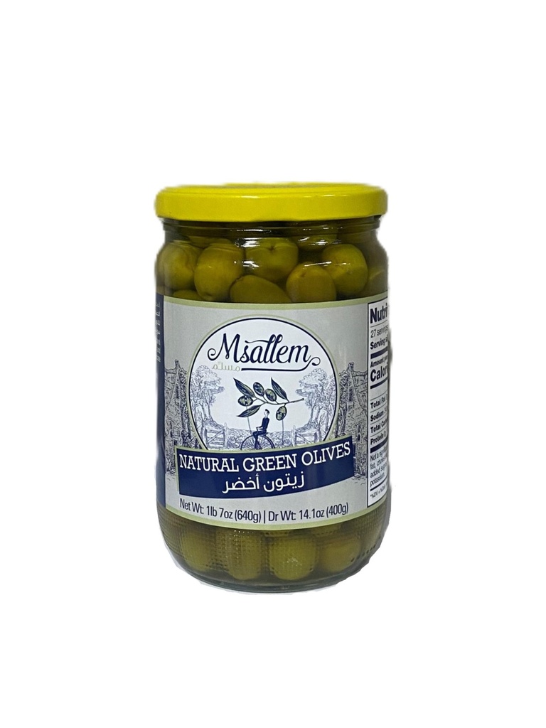 Green Olives  Jar 640g - Msallem زيتون اخضر 