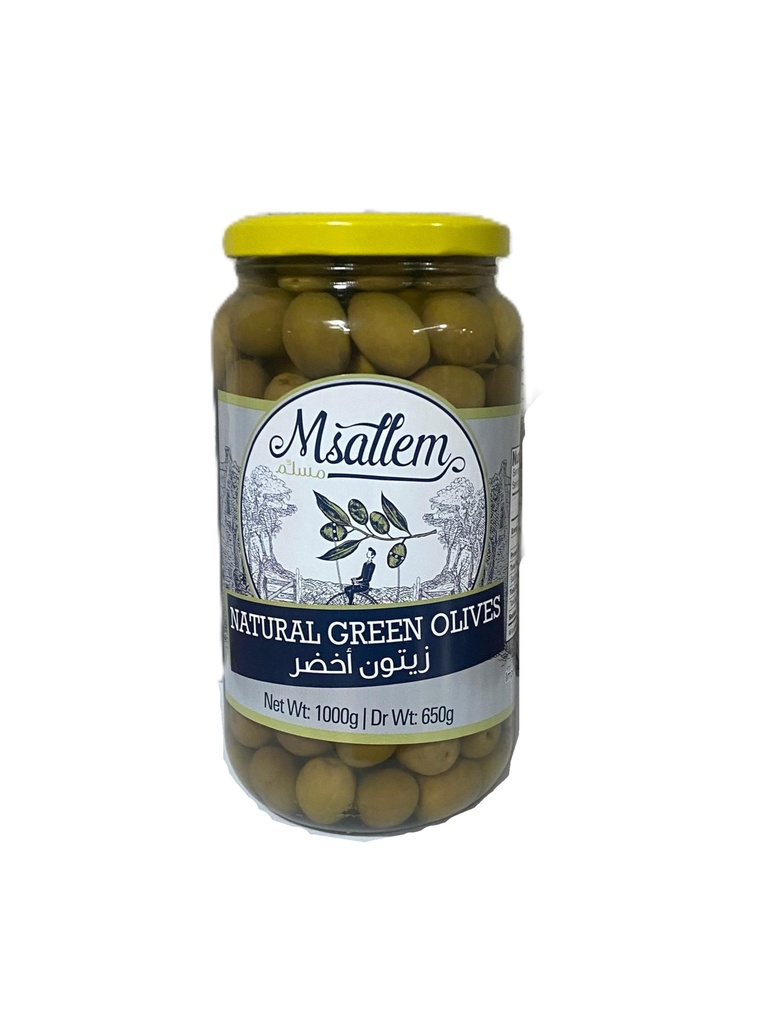 Green Olives  Jar 1000g - Msallem زيتون اخضر 