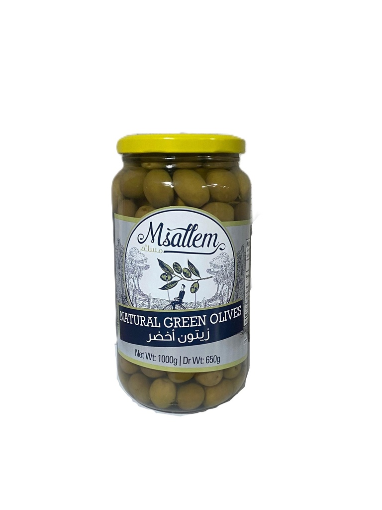 Green Olives  Jar 1000g - Msallem زيتون اخضر 