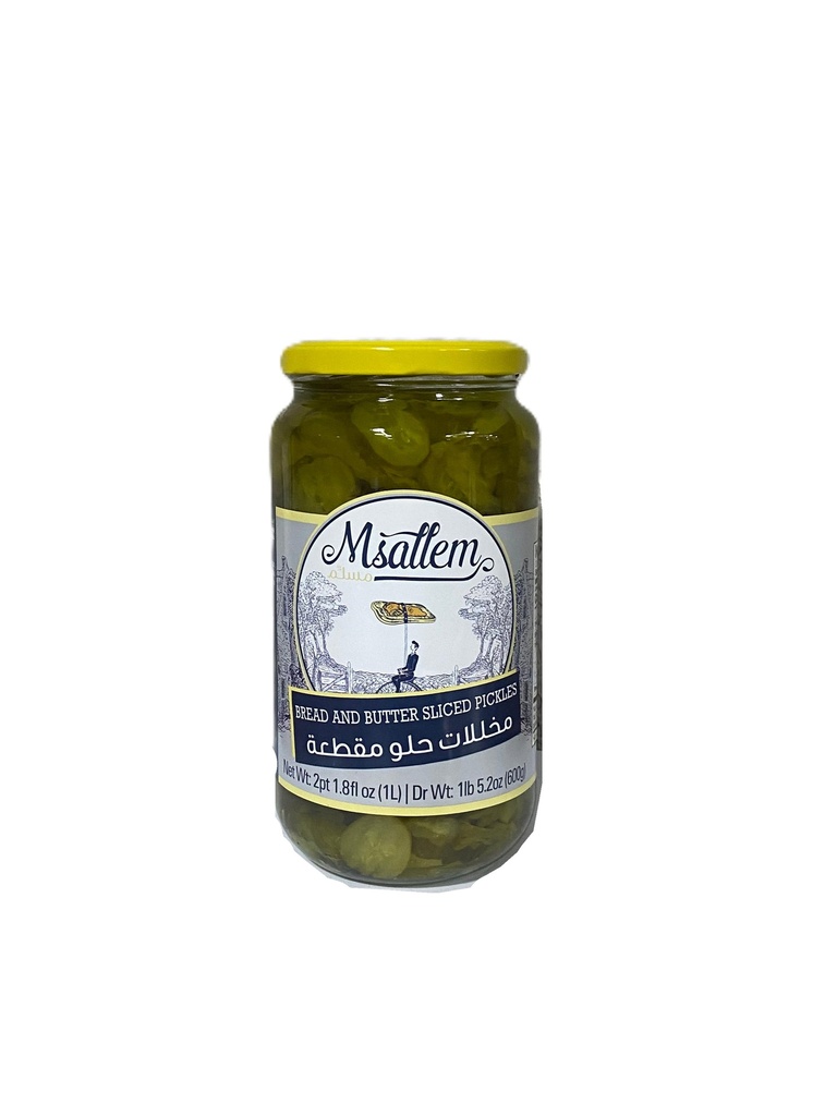  Sliced Pickles jar 1000g - Msallem ( Bread & Butter) - مخللات حلو مقطعة