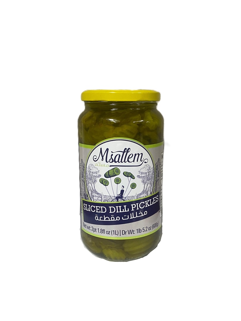 Sliced Dill pickles Jar 1000g - Msallem  مخللات مقطعة