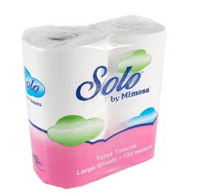 Mimosa toilet paper solo 4 rolls محارم تواليت 