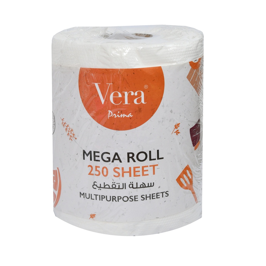 Mega Kitchen Roll Vera 250 Sheets - Pack of 6 -رول مطبخ