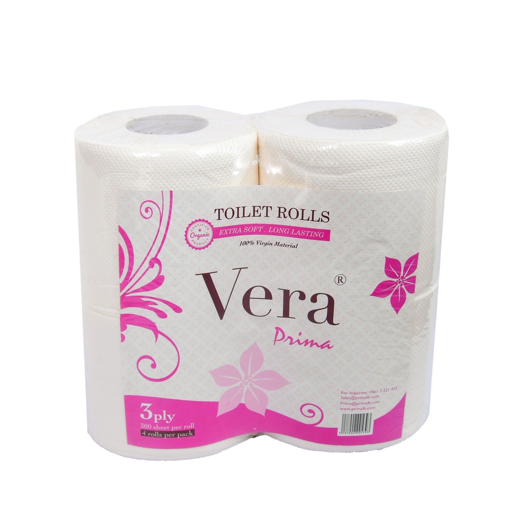 Toilet Roll Vera 4 Rolls - Pack of 6 -300 sheet - ورق تواليت