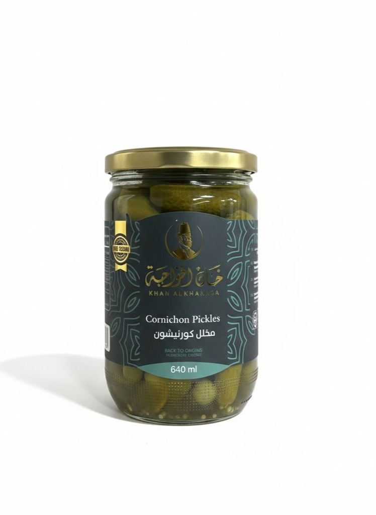 Cornishon Pickles Jar 640g -  Khan Al Khawaja مخلل كورنيشون