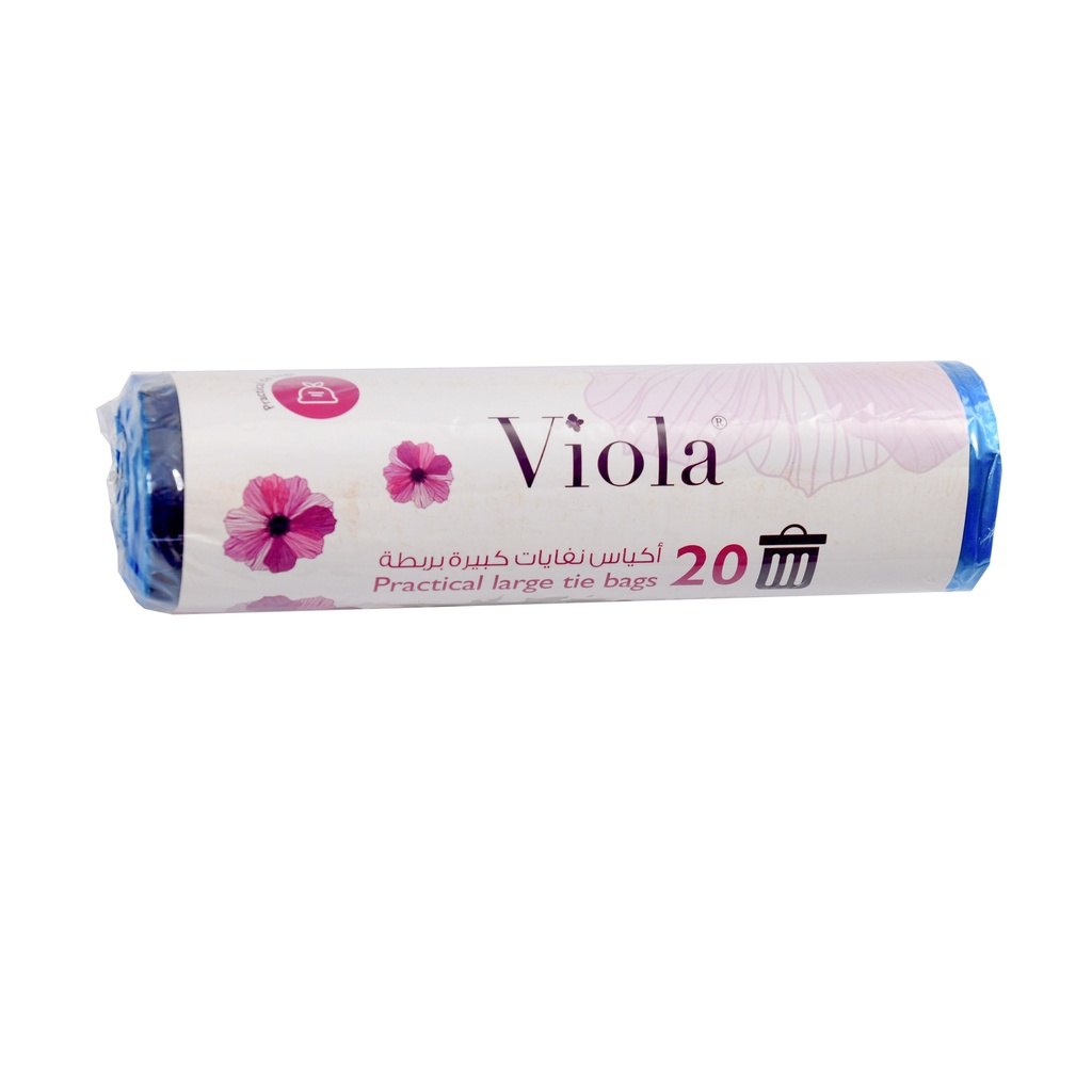Viola Garbage Tie Bags 20 (Pack of 10) (Large) -  فيولا أكياس نفايات كبيرة مع ربطة