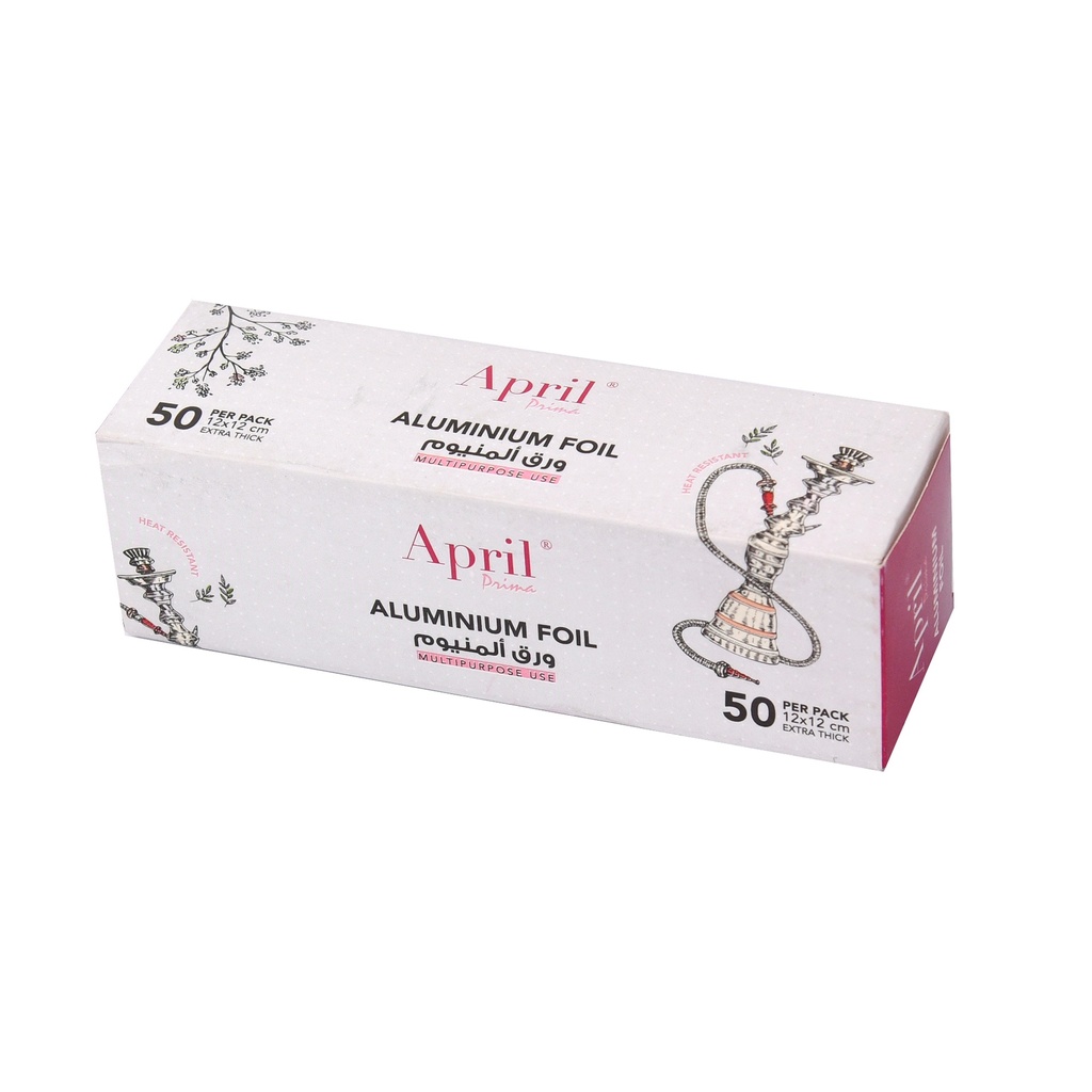 April Aluminum Foil Hookah Roll 50 Sheet (Pack of 12) - ورق ألومنيوم لأرجيلة
