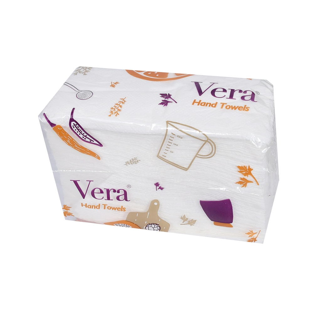 Hand Towel Interfold Vera - Pack of 10 - 250GR - مَحارِم مطبوعة 