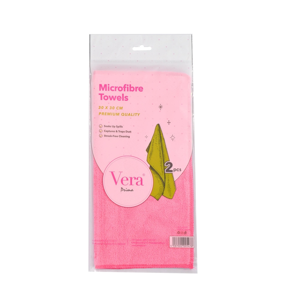 Vera Multi Purpose Microfiber Towel (Pack of 12) (30 cm * 30 cm, 2 Pcs) - منشفة ميكروفايبر 