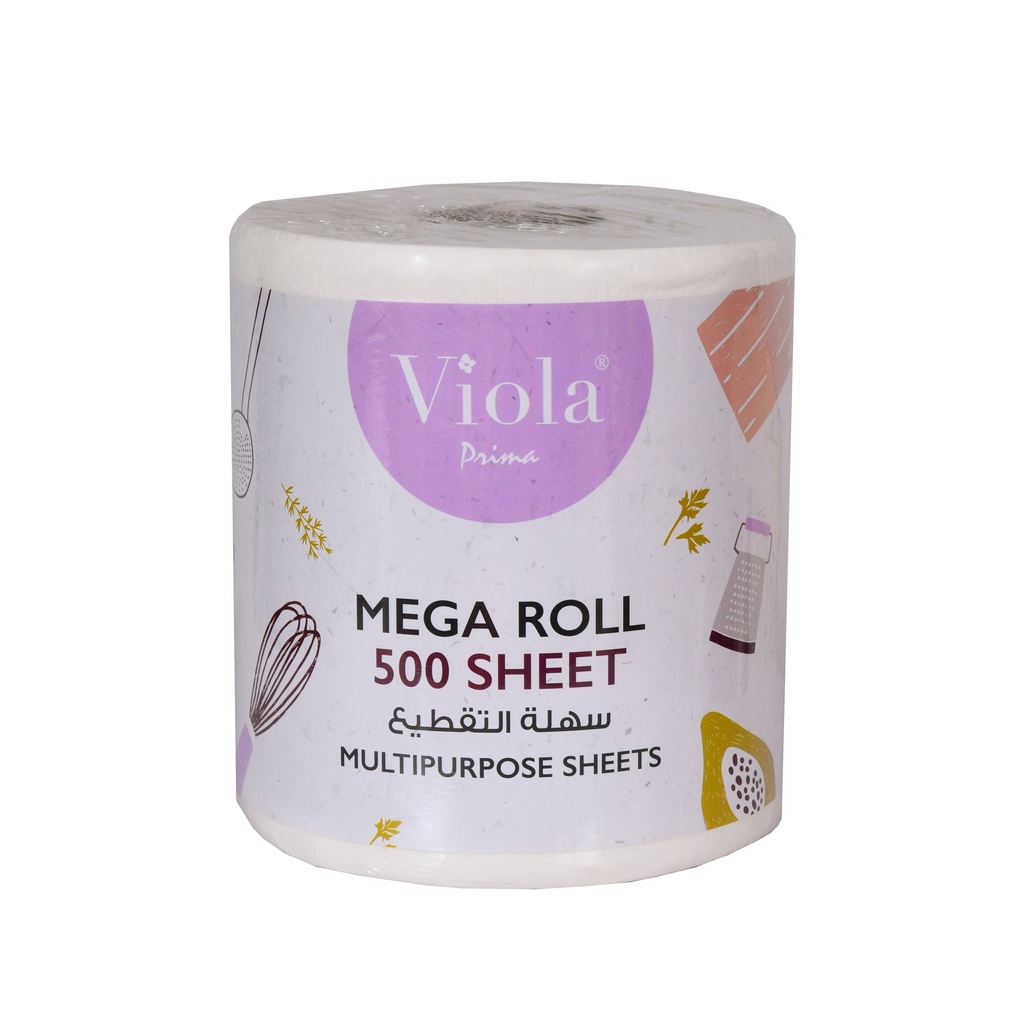 Mega Kitchen Roll Viola 500 Sheets - Pack of 6 - ورق مطبخ 