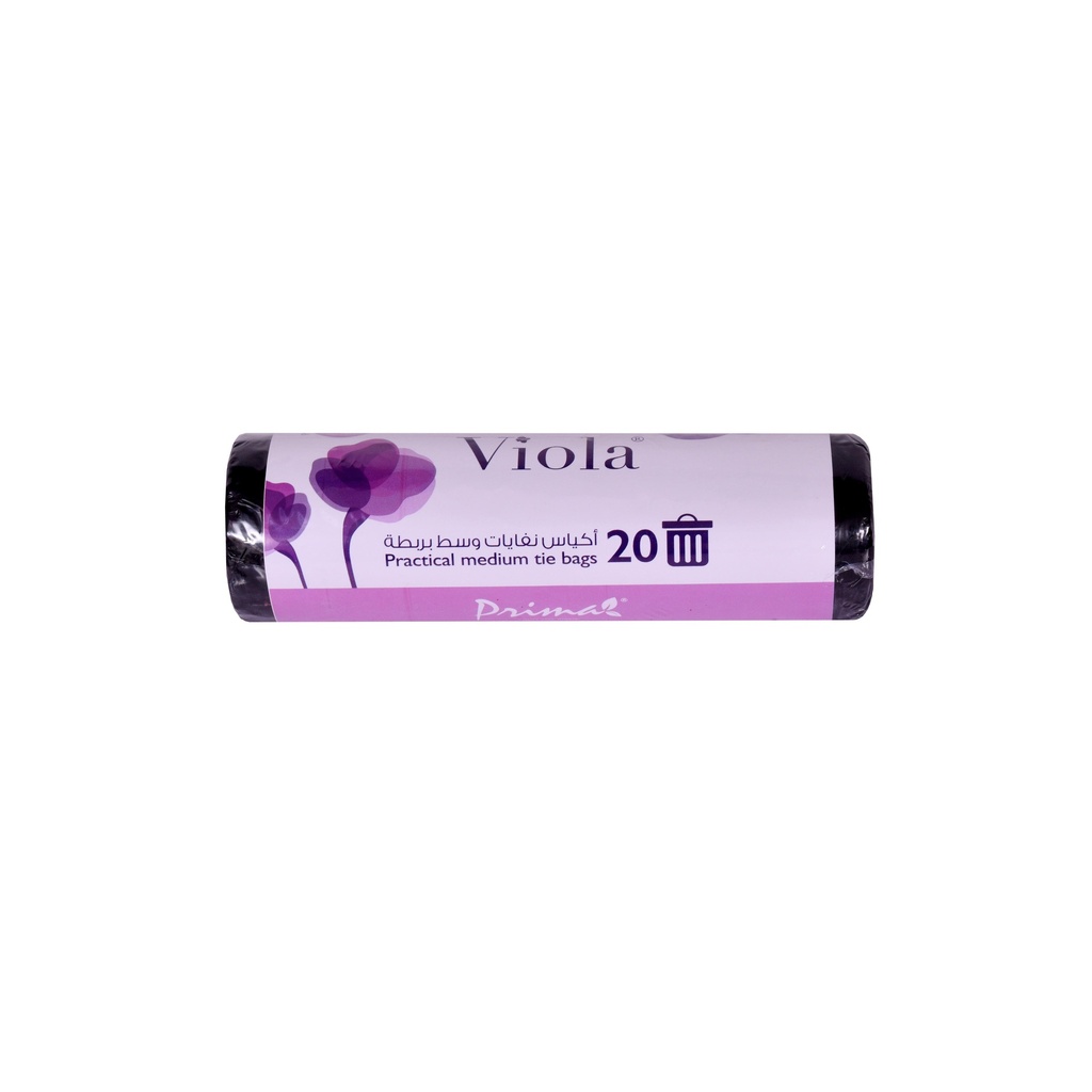 Viola Garbage Tie Bags 20 (Pack of 12) (Medium) - أكياس نفايات وسط مع ربطة 