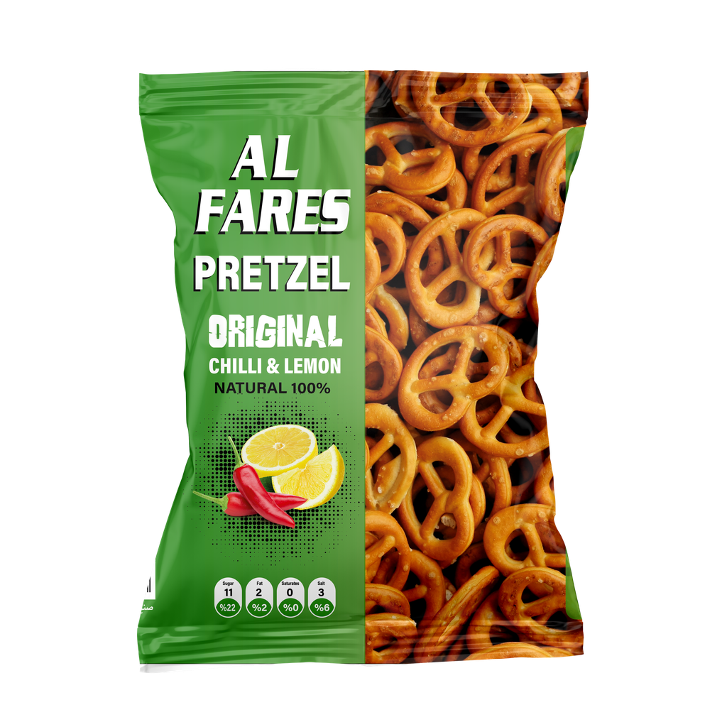 AL Fares Pretzel Biscuit Chili and Lemon 120G - أل فارس بريتزل بسكويت بالفلفل الحار والليمون 