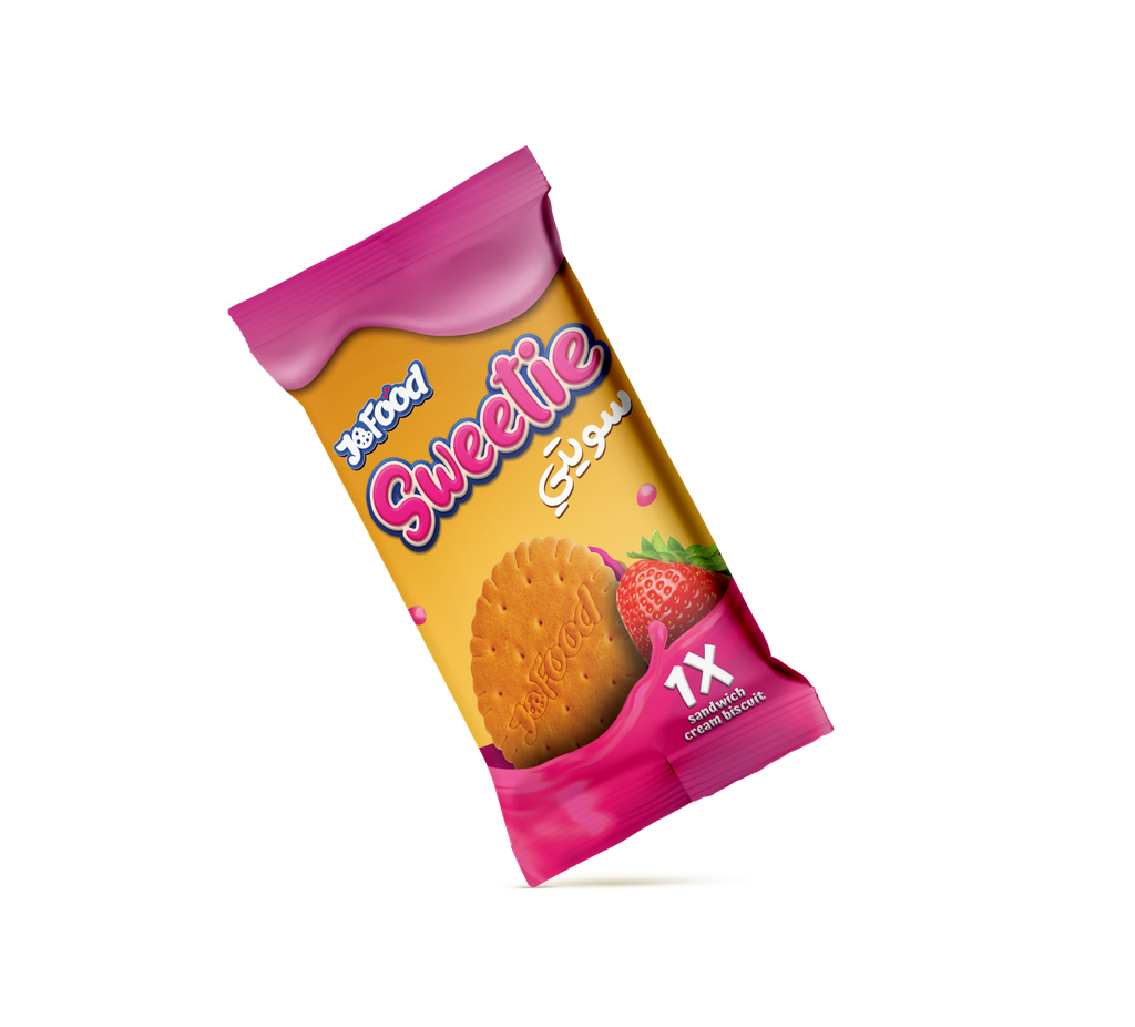JoFood Sweetie Biscuit Sandwich Strawberry 26G - بسكويت سويتـي ساندويش بالفراولة