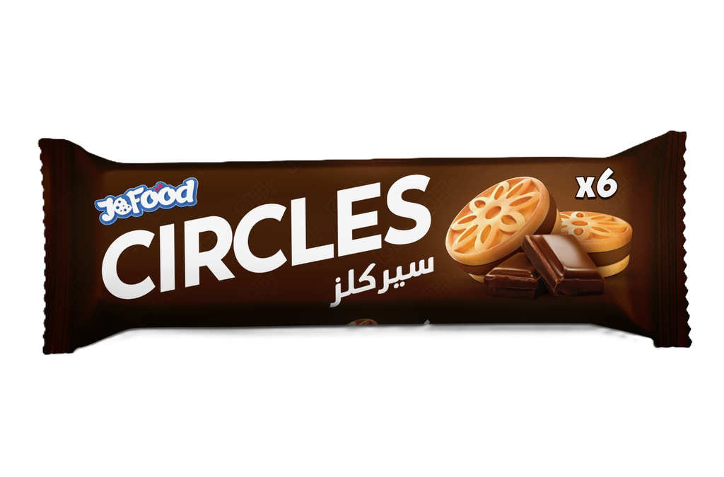 JoFood  Circles Cocoa Filled with Chocolate Cream 36G - جو فود كاكاو محشو بكريمة الشوكولاتة 