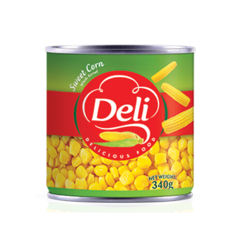 Deli Sweet Corn 340g without Cap EZO - ذرة حلوة ٣٤٠غ بدون غطاء إيزو