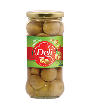 Deli Whole Mushroom in Glass Jars 330g - فطر كامل في مرطبان زجاجي ٣٣٠غ