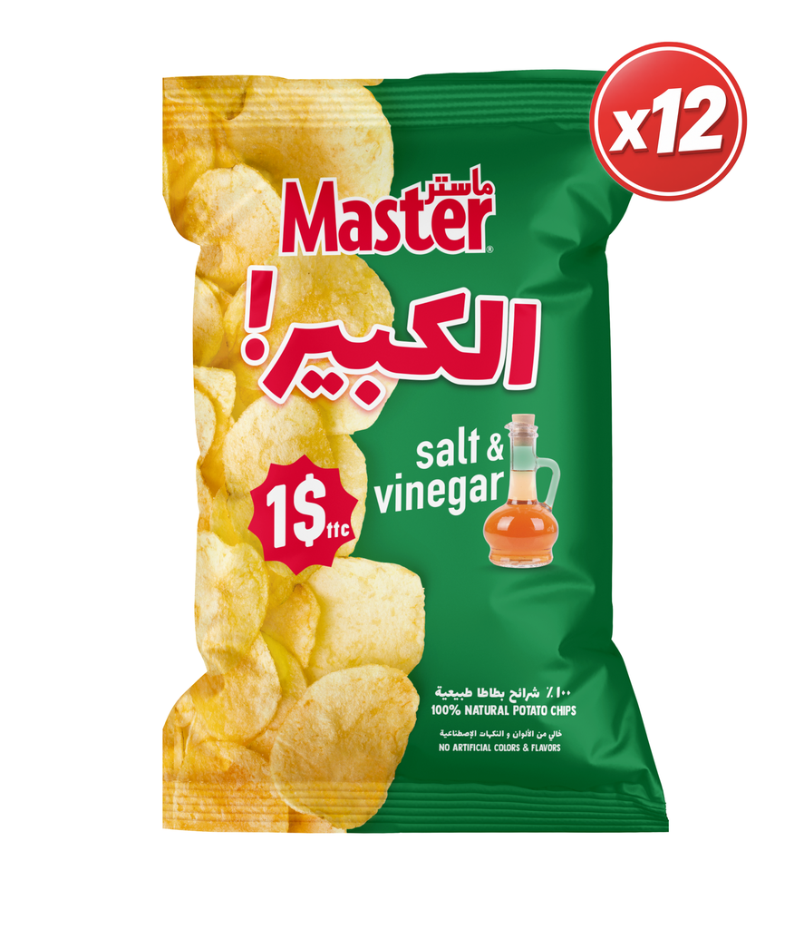 Master Kbir Salt & Vinegar 165g*12 - ماستر كبير ملح وخل