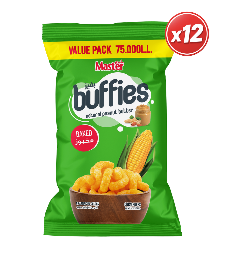 Master Buffies Peanuts Vpack 130g*12 - ماستر بافيز فول سوداني