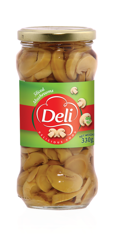 Deli Sliced Mushroom in Glass Jars 330g - شرائح فطر في مرطبان زجاج ٣٣٠غ 
