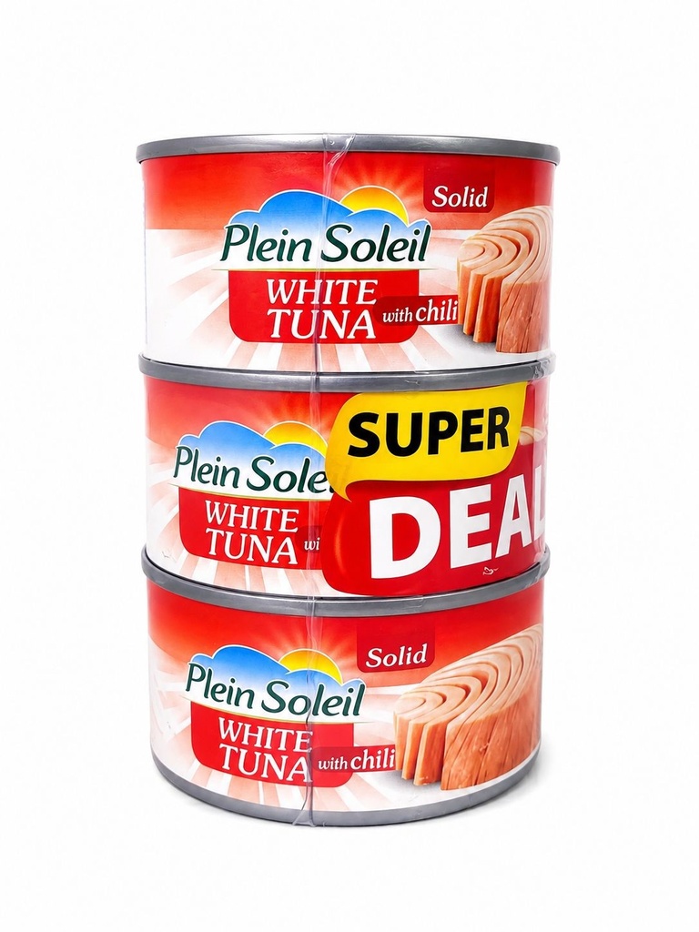 Plein Soleil white tuna solid with chili 3*185g - تونة بالفلفل الحار   