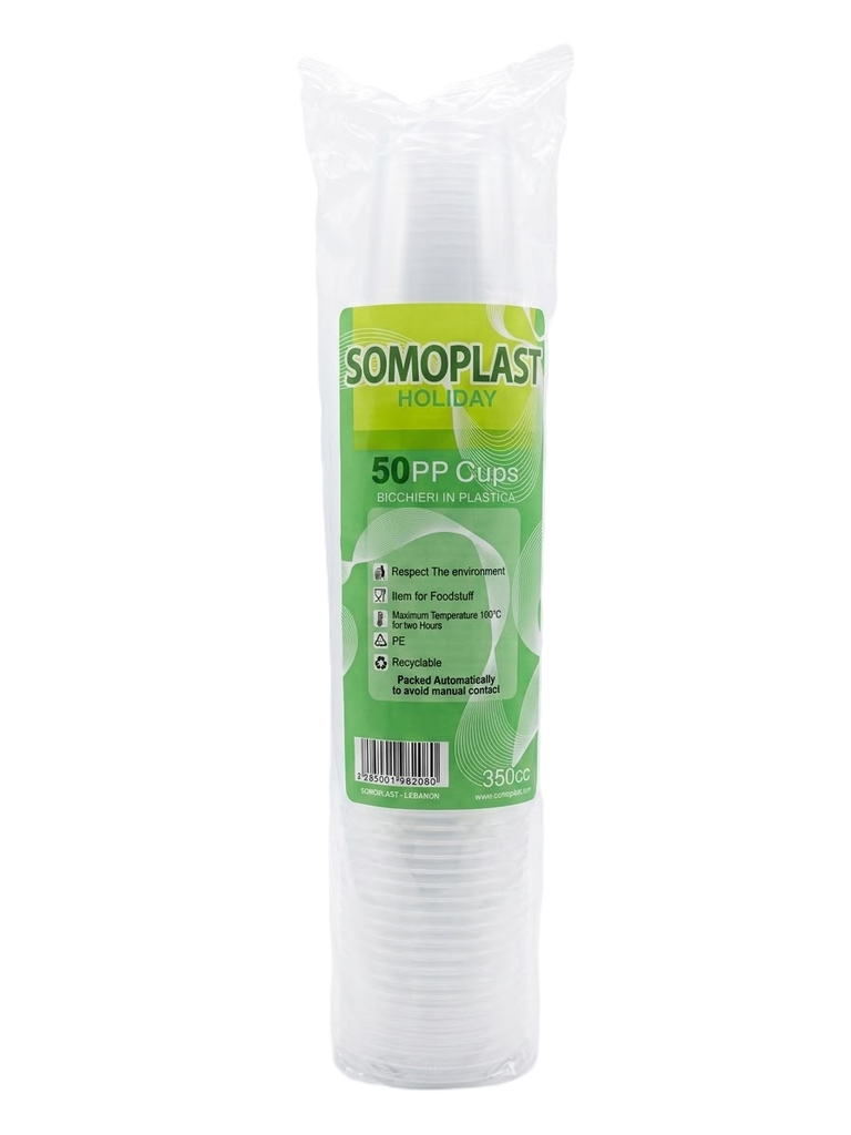 Somo Plast Holiday Transparent Cup 350cc (50 cup) - سومو بلاست هوليداي كوب شفاف سعة 350مل (عبوة 50 كوب)