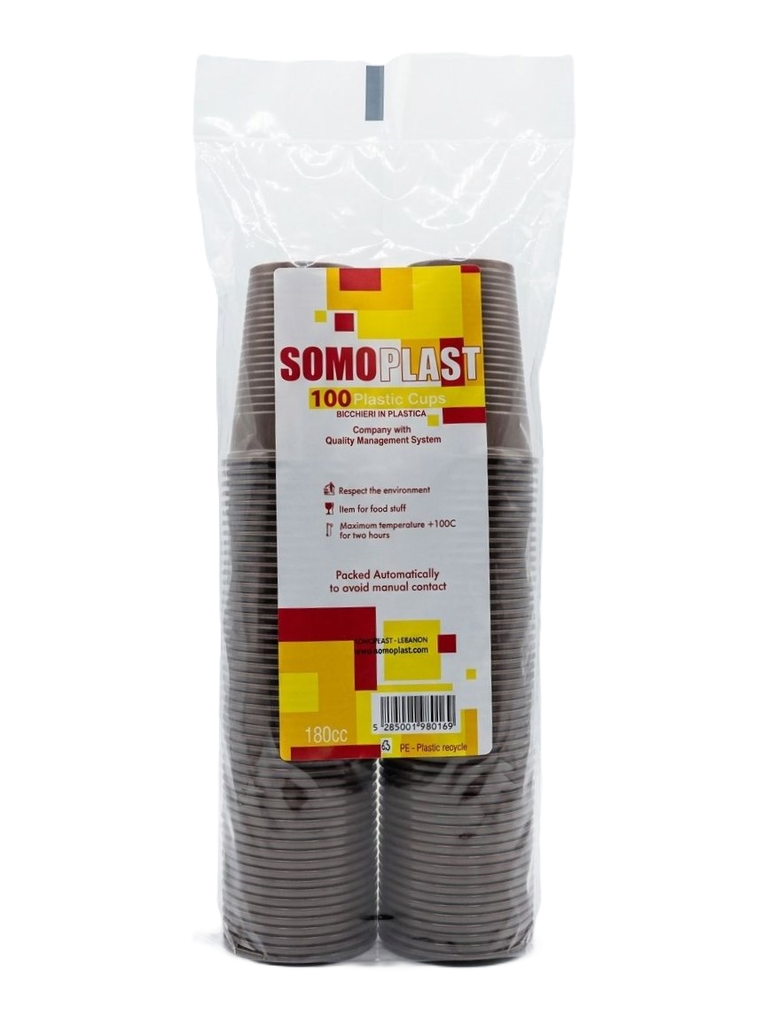 Somo Plast Holiday Coffee Cup Brown 180cc (100 cup) - سومو بلاست هوليداي أكواب قهوة بنية 180مل (عبوة 100 كوب)