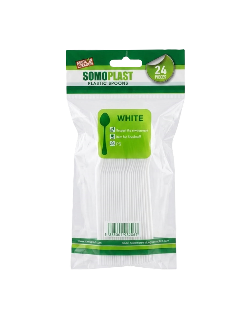 Somo Plast Plastic Spoons (24pcs) - سومو بلاست ملاعق بلاستيكية (عبوة 24 قطعة)