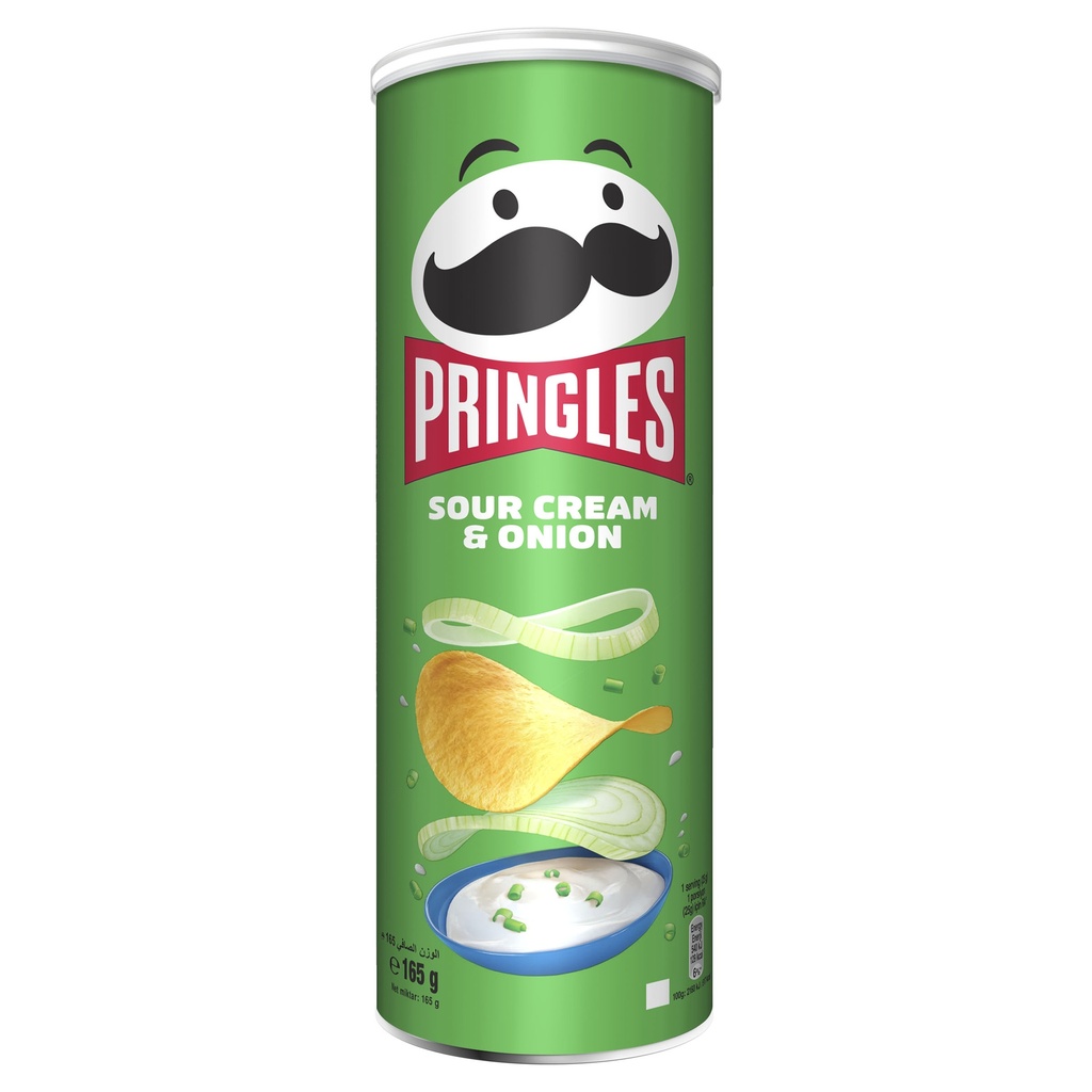 Pringles Sour Cream & Onion 165g - برينجلز بالكريمة الحامضة والبصل 