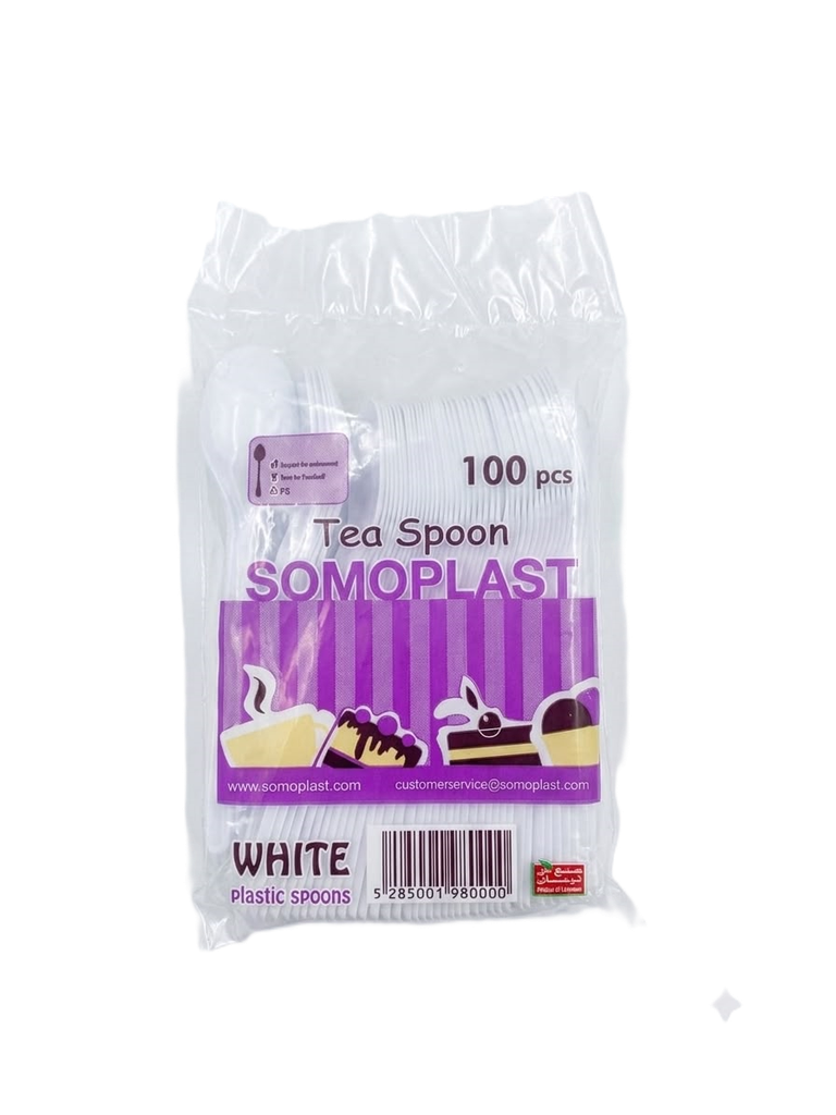 Somo Plast White Tea Spoon (100 Pcs) 