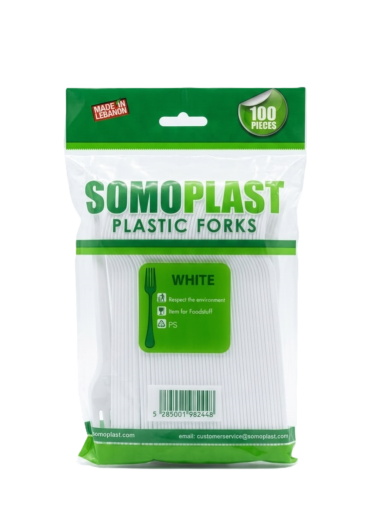 Somo Plast Plastic Forks White (100 Pcs) 