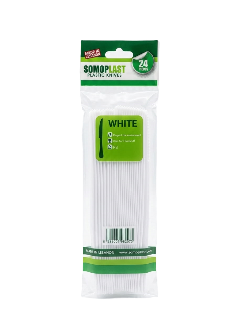 Somo Plast Plastic Knives White (24 Pcs) 