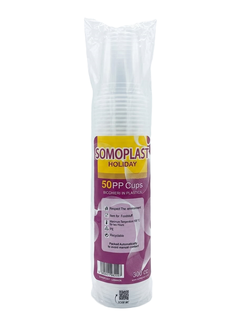 Somo Plast Holiday Transparent Cup 300cc (50 cup) 