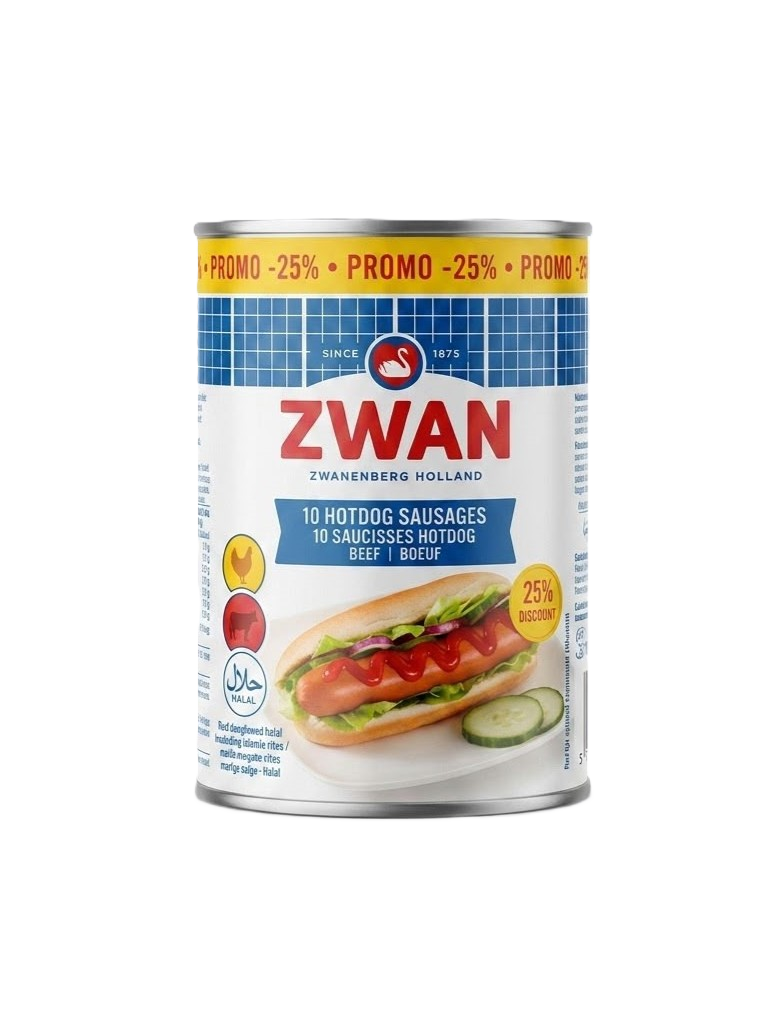 Zwan Chicken Hot Dogs Tins 200g Promo -25% - زوان هوت دوغ دجاج
