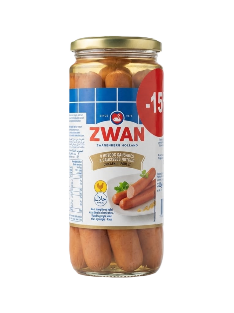 Zwan Chicken Hot Dogs jars 320g - Promo -15% زوان هوت دوغ دجاج
