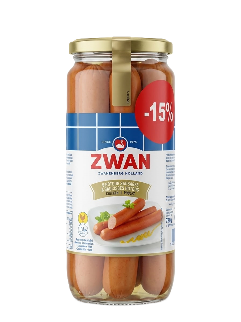 Zwan Chicken Hot Dogs jars 720g - Promo -15% -زوان هوت دوغ دجاج