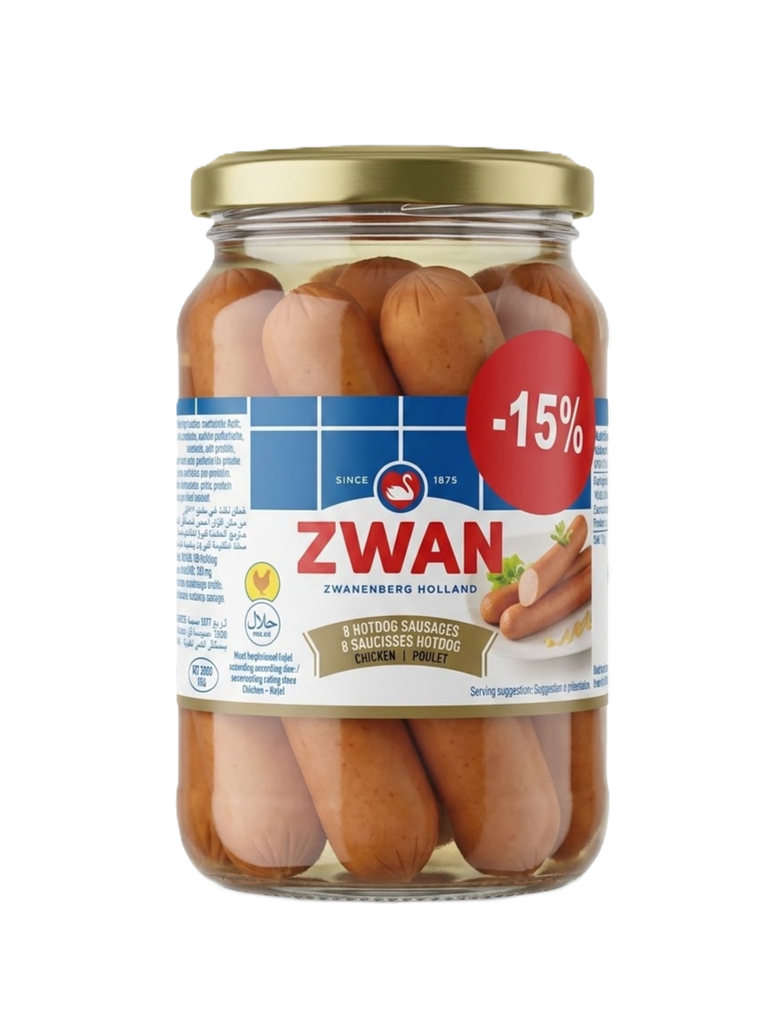 Zwan Chicken Hot Dogs Jars 180g - Promo -15% - زوان هوت دوغ دجاج 