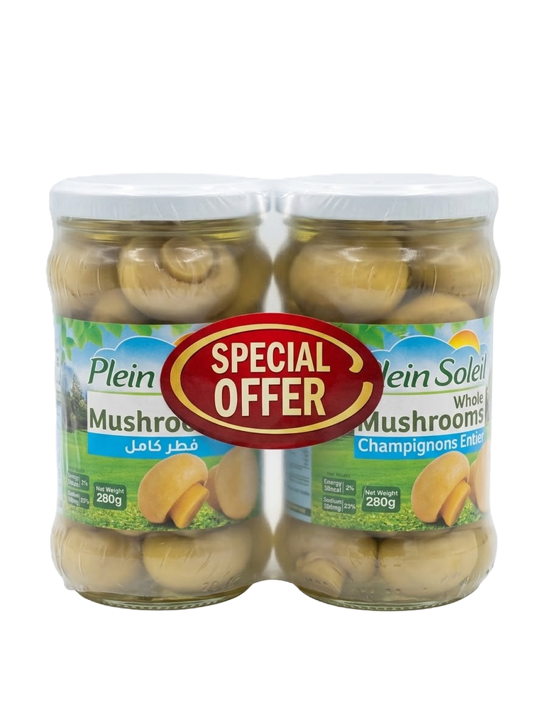 Plein soleil whole mushrooms jar (2*280g) -فطر كامل 