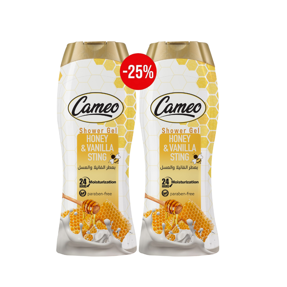 Cameo Shower Gel Honey & Vanilla  650 ML*2(25%) - جل استحمام بالعسل والفانيليا 