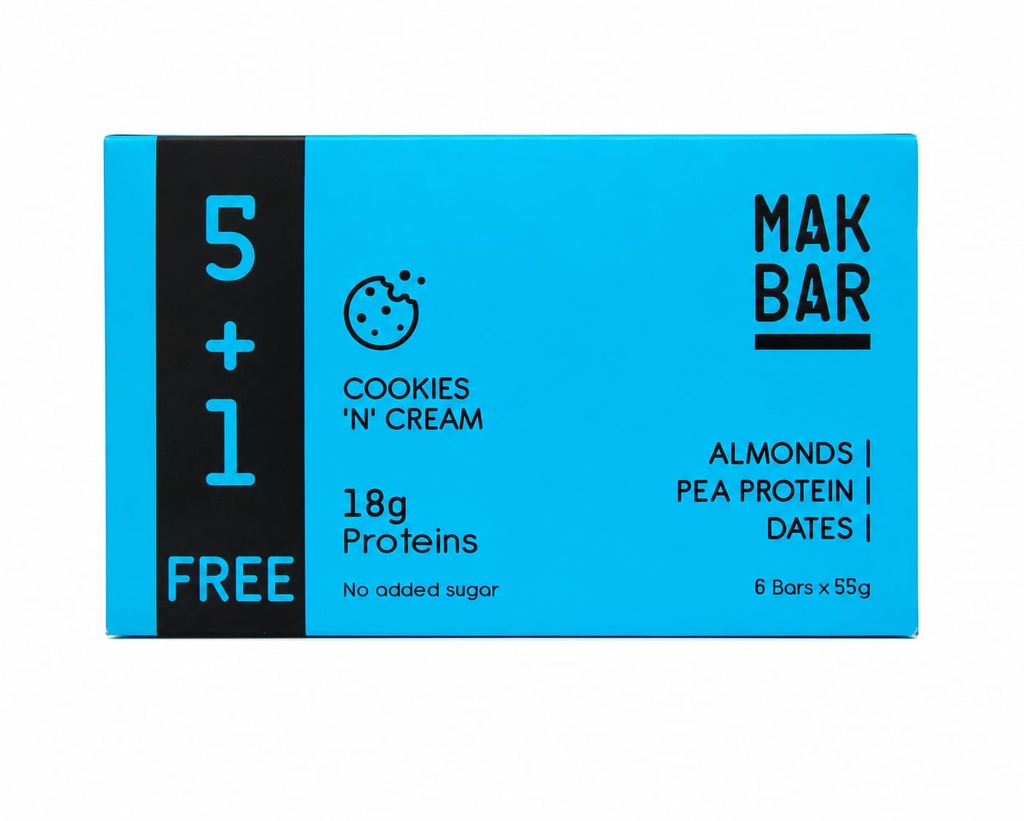 Mak Bar Pro - Cookies N' Cream (5+1) - 18g protein - 55 gr -بنكهة الكوكيز والكريمة 