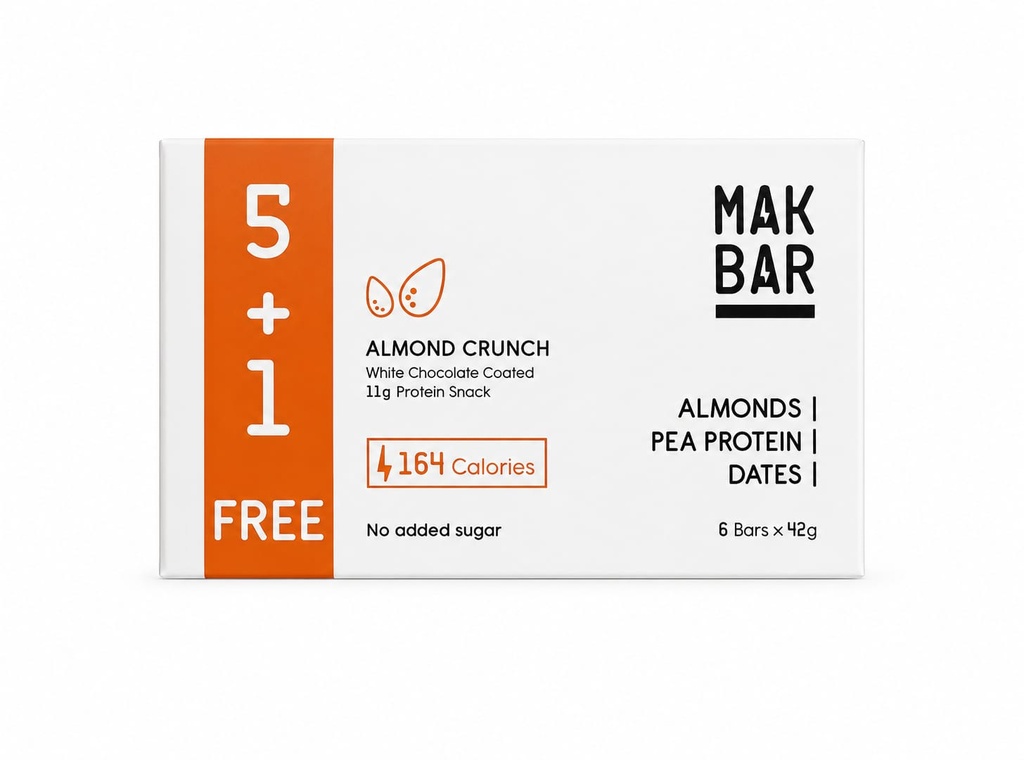 Mak Bar Protein - Almond Crunch (5+1) - 11g protein - 42g -لوز مقرمش  