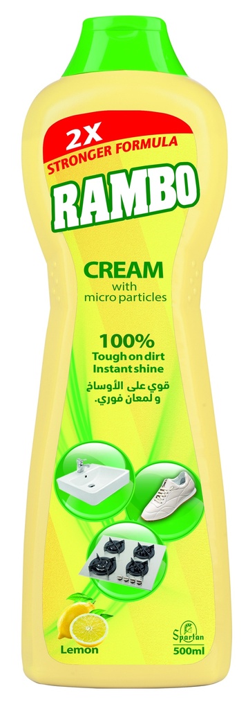 Rambo Kitchen & Bathroom Cleaner Cream Lemon 500Ml - كريم تنظيف المطبخ والحمام بالليمون 