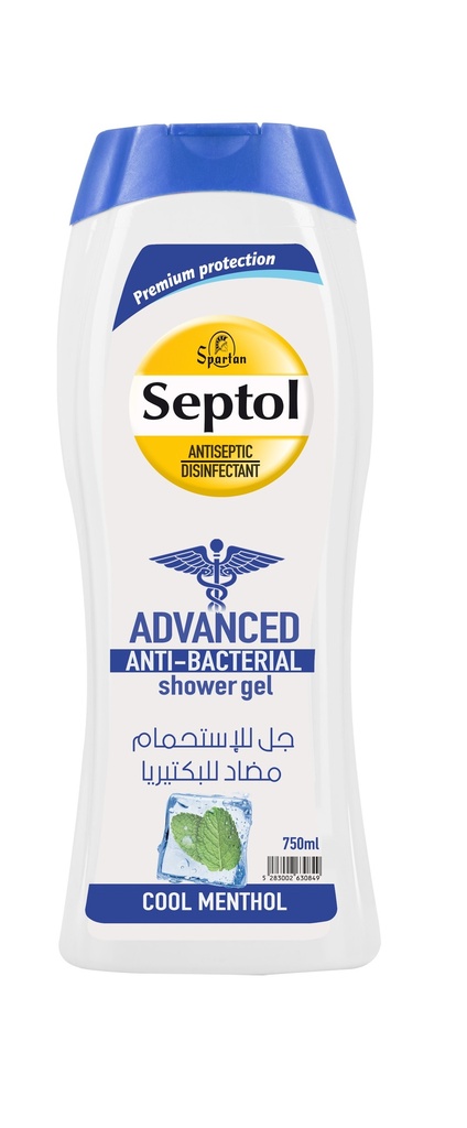 Septol Anti-Bacterial Shower Gel Cool Menthol 750 Ml - جل استحمام مضاد للبكتيريا بالمنثول