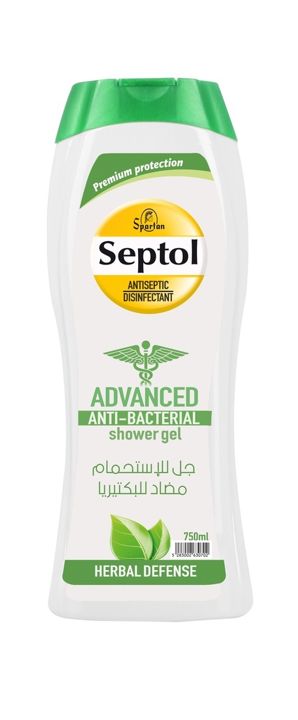 Septol Anti-Bacterial Shower Gel Herbal Defense 750 Ml-جل استحمام مضاد للبكتيريا بالأعشاب 